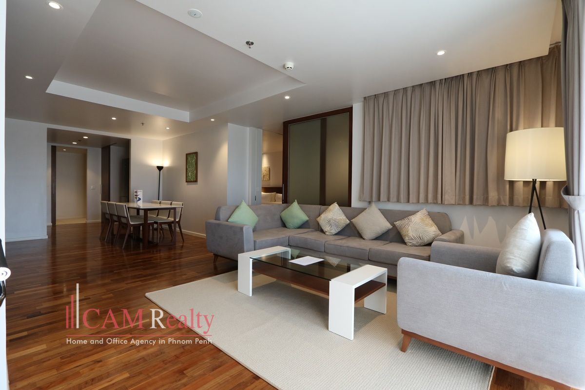 Riverside | Japanese style 2 bedrooms serviced apartment for rent in Phnom Penh| Swimming pool, gym, and kids’ playroom
