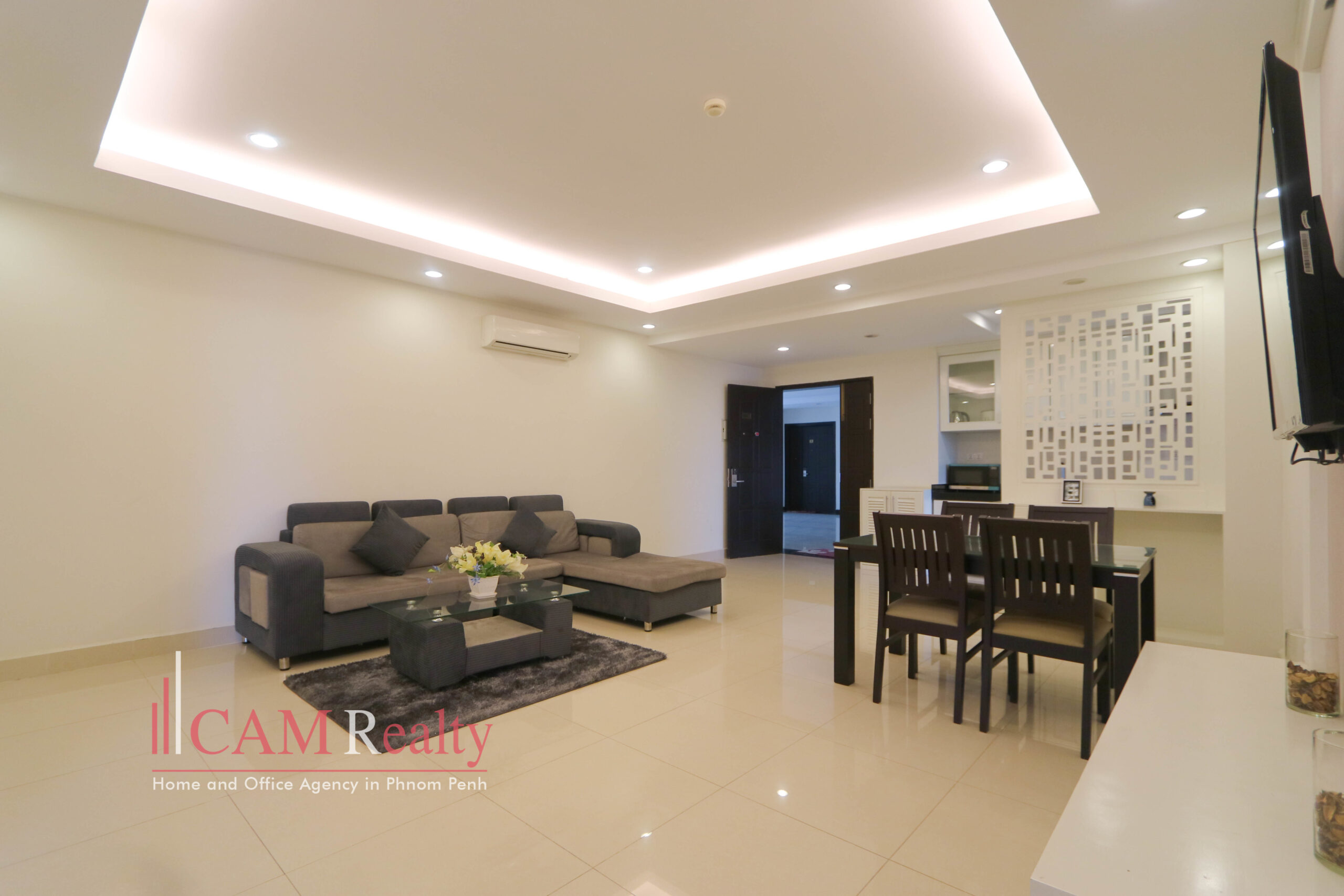 Russian Market area| 2 bedrooms serviced apartment for rent in Phnom Penh | Gym, steam and sauna