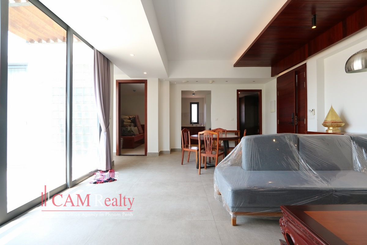 Boeng Trabaeka area| 2 bedrooms apartment for rent in Phnom Penh| Big private terrace