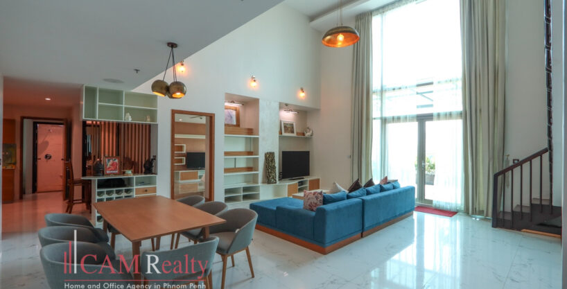 Daun Penh| 4 bedrooms duplex serviced penthouse apartment for rent in Phnom Penh